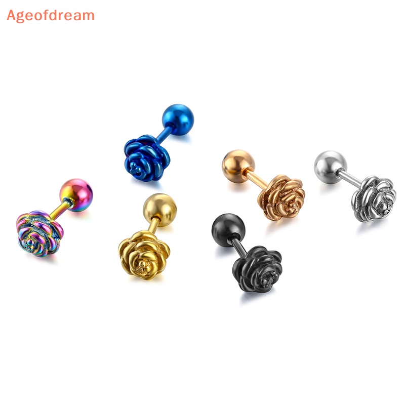 ageofdream-ต่างหูสตั๊ด-สเตนเลส-รูปดอกกุหลาบ-ขนาดเล็ก-หลากสี-เครื่องประดับแฟชั่น
