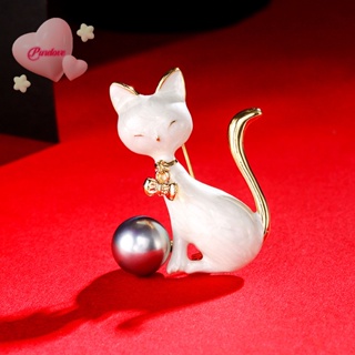 Purelove&gt; แฟชั่น สีดํา สีขาว แมว เข็มกลัด สําหรับผู้หญิง เสื้อผ้า เสื้อโค้ท เครื่องประดับ ปาร์ตี้ ใหม่