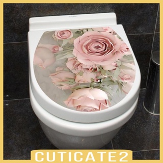 [Cuticate2] สติกเกอร์ลายดอกไม้ มีกาวในตัว สําหรับติดฝาชักโครก ห้องน้ํา