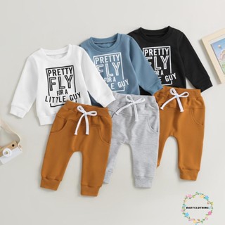 Babyclothes- ชุดเสื้อกันหนาวแขนยาว คอกลม พิมพ์ลายตัวอักษร และกางเกงขายาว เอวยางยืด สําหรับเด็กทารกผู้ชาย