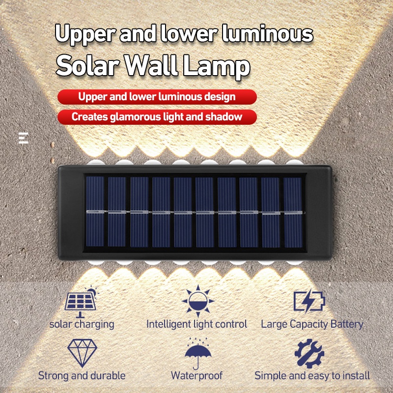 solar-wall-lamp-ติดผนังไฟเหลืองโซล่า-wall-รุ่นใหม่ล่าสุด-โคมไฟบันได-โคมไฟรั้ว-โคมไฟติดผนัง-ไฟตกแต่ง