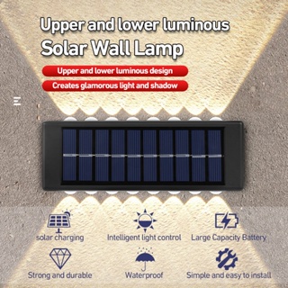 Solar wall lamp ติดผนังไฟเหลืองโซล่า Wall รุ่นใหม่ล่าสุด โคมไฟบันได โคมไฟรั้ว โคมไฟติดผนัง ไฟตกแต่ง