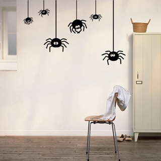 Halloween_ สติกเกอร์ติดผนัง ลายแมงมุม มีกาวในตัว สําหรับตกแต่งปาร์ตี้ฮาโลวีน DIY