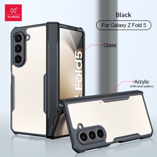 สําหรับ Samsung Galaxy Z Fold 5 Case XUNDD กันตก TPU PC ฟิล์มกระจกนิรภัย ใส ลายเลเซอร์ ป้องกันเลนส์