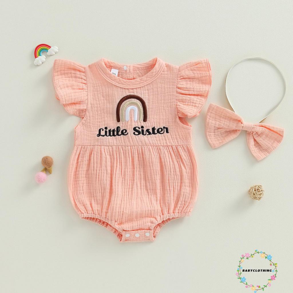 babyclothes-ชุดรอมเปอร์-แขนสั้น-ลายสายรุ้ง-พร้อมที่คาดผม-แฟชั่นฤดูร้อน-สําหรับเด็กผู้หญิง-2-ชิ้น