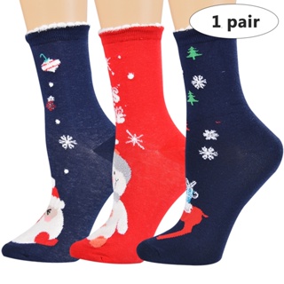 ถุงเท้า ลายการ์ตูนซานตาคลอส สโนว์แมน คริสต์มาส สร้างสรรค์ ฤดูหนาว