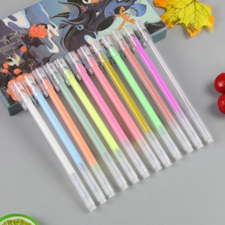 12 สีการ์ตูนสีสันน้ำเครื่องหมายปากกาสีขาวใสผู้ถือปากกาเซรามิกจิตรกรรมปากกาศิลปะ Graffiti เครื่องหมายปากกา