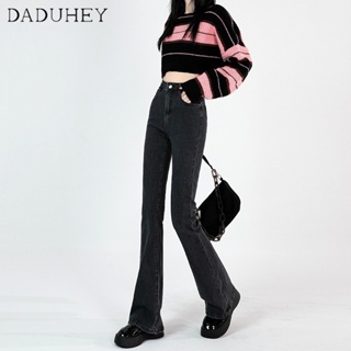 DaDuHey🎈 Women New Korean Style Ins Retro High Waist Slim Flare Casual Mopping Bootcut Pants