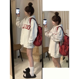8164# double layer hoodie Early autumn letter casual zipper sweater womens coat