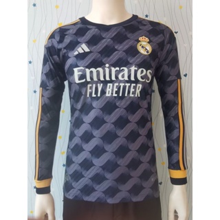 [Player Version] 2324 ใหม่ Real Madrid away เสื้อเชิ้ตฟุตบอล แขนยาว คุณภาพสูง