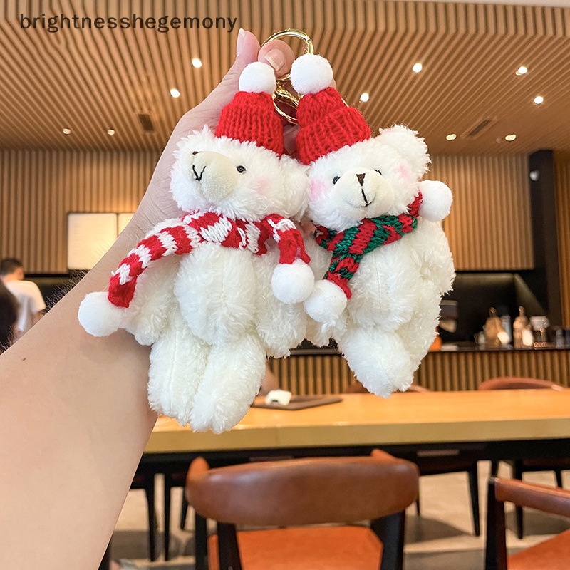 bgth-พวงกุญแจ-จี้ตุ๊กตาหมีน่ารัก-ผ้ากํามะหยี่ขนนิ่ม-เหมาะกับเทศกาลคริสต์มาส-สําหรับตกแต่งกระเป๋าเป้สะพายหลัง-ผ้าพันคอ-หมวก