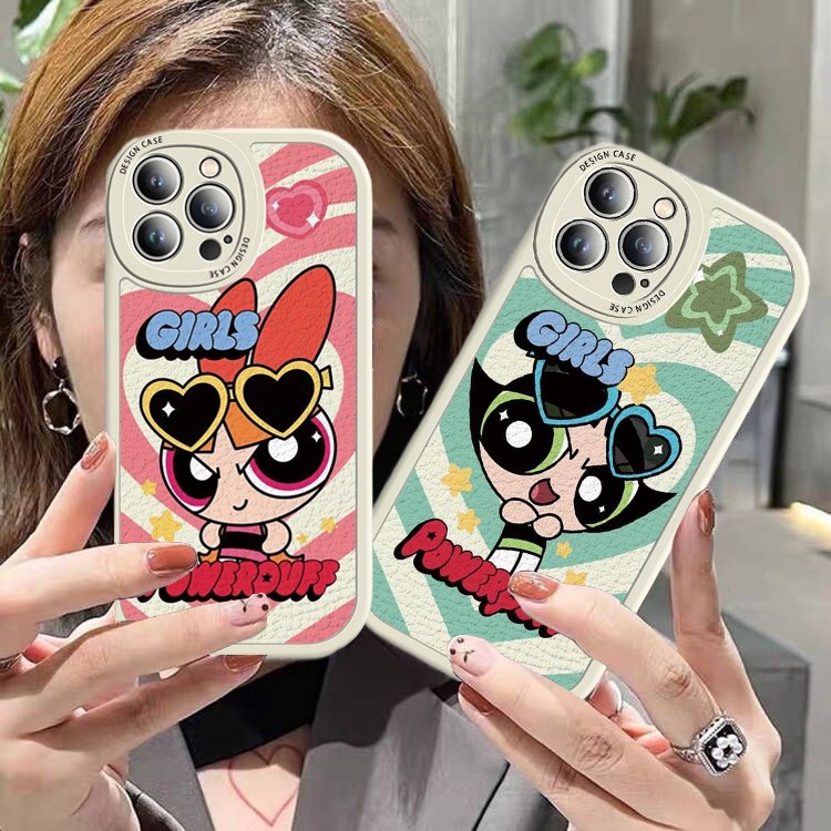 เคสโทรศัพท์มือถือหนังแกะ-tpu-ซิลิโคน-กันกระแทก-ลายการ์ตูนพาวเวอร์พัฟฟ์เกิร์ลน่ารัก-หรูหรา-สําหรับ-xiaomi-mi-poco-f5-f3-x3-x4-nfc-gt-m4-pro