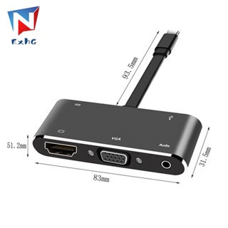 อะแดปเตอร์ USB C เป็น HDMI 4K Type-C เป็น HDMI VGA เสียง USB 3.0 พอร์ต และพอร์ตแปลง USB C