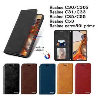 015.เคส กระเป๋าหนัง ตั้งได้ สำหรับ REALME - C30 C30S C31 C33 C35 C55 C53 narzo50i prime เคสหนังฝาพับตั้งได้ มีแม่เหล็ก