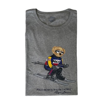 ใหม่ เสื้อยืดลําลอง แขนสั้น พิมพ์ลาย Ralph Gray Alpine Racing Ski Bear สําหรับผู้ชาย