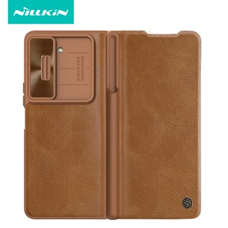 เคสโทรศัพท์มือถือหนัง PU กันกระแทก พร้อมช่องใส่ปากกา สําหรับ Samsung Galaxy Z Fold 5 Case NILLKIN Qin Pro