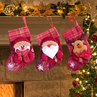 ถุงเท้า รูปซานต้าคลอส สโนว์แมน กวางน่ารัก สําหรับแขวนตกแต่งต้นคริสต์มาส DIY