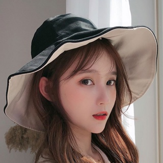 Hatopia หมวกบักเก็ต กันแดด UV50+ พับได้ สองด้าน แฟชั่นฤดูร้อน สไตล์เกาหลี สําหรับผู้หญิง