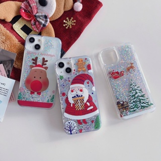 เคสป้องกันโทรศัพท์มือถือ มีทรายไหล ลายการ์ตูนคริสต์มาส สําหรับ Xiaomi Redmi Note 11s 11 10s 10 Pro Note 9 9s Redmi 10 10C 9 9A Mi Poco X3 11T 10T