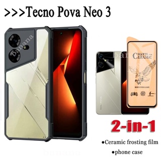 2in1 Tecno Pova Neo 3 เคสโทรศัพท์อะคริลิค สําหรับ Pova Neo 2 Pova 5 4 3 2 ฟิล์มฝ้าเซรามิค