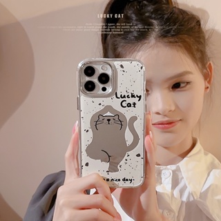 เคสโทรศัพท์มือถือแบบกระจกแข็ง ลายการ์ตูนแมว สําหรับ iPhone 11 11promax 12Pro 13promax 14 12 12promax 13 13Pro 14Pro 14promax 11