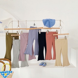 [Do Re Mi] กางเกงขายาวแฟชั่นสีทึบเรียบง่ายสำหรับเด็กผู้หญิง