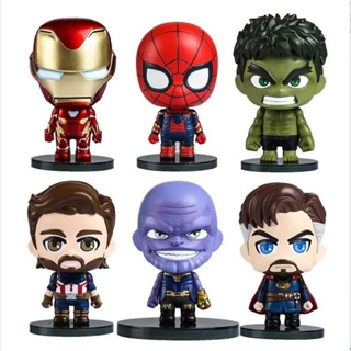 ฟิกเกอร์ตุ๊กตา Avengers Iron Man American Team Spiderman q-Version Man แบบครบชุด