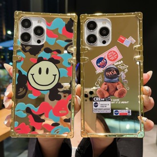 เคสป้องกันโทรศัพท์มือถือกระจก ลายหน้ายิ้ม กันกระแทก สําหรับ OPPO Reno 10 9 8 7 6 5 Pro 8T 8Z 7Z 4G 5G 6Z 5Z 5F 4Z 4 4F 3 2 2Z 2F Z