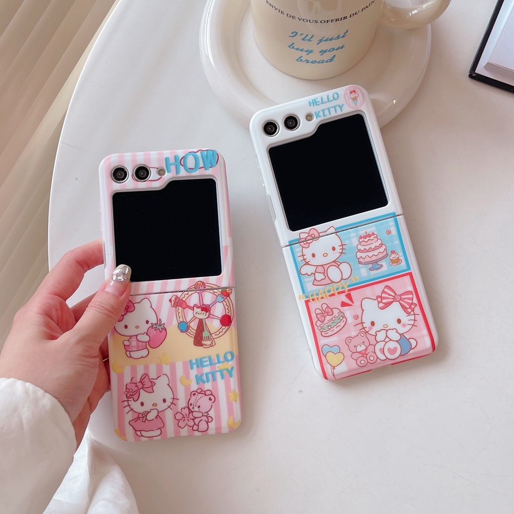 เคสโทรศัพท์มือถือแบบนิ่ม-กันกระแทก-ลายการ์ตูนเฮลโลคิตตี้-ขนมหวานน่ารัก-สําหรับ-samsung-galaxy-z-flip5-z-flip-3-flip-4