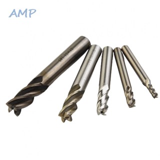 ⚡NEW 8⚡End Mill 5pcs CNC Milling High speed steel Straight Shank 4 Flutes Silver