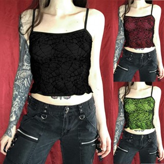 เสื้อครอปท็อปเซ็กซี่ แขนกุด เข้ารูป สายสปาเก็ตตี้ สําหรับผู้หญิง ไซซ์ S - l