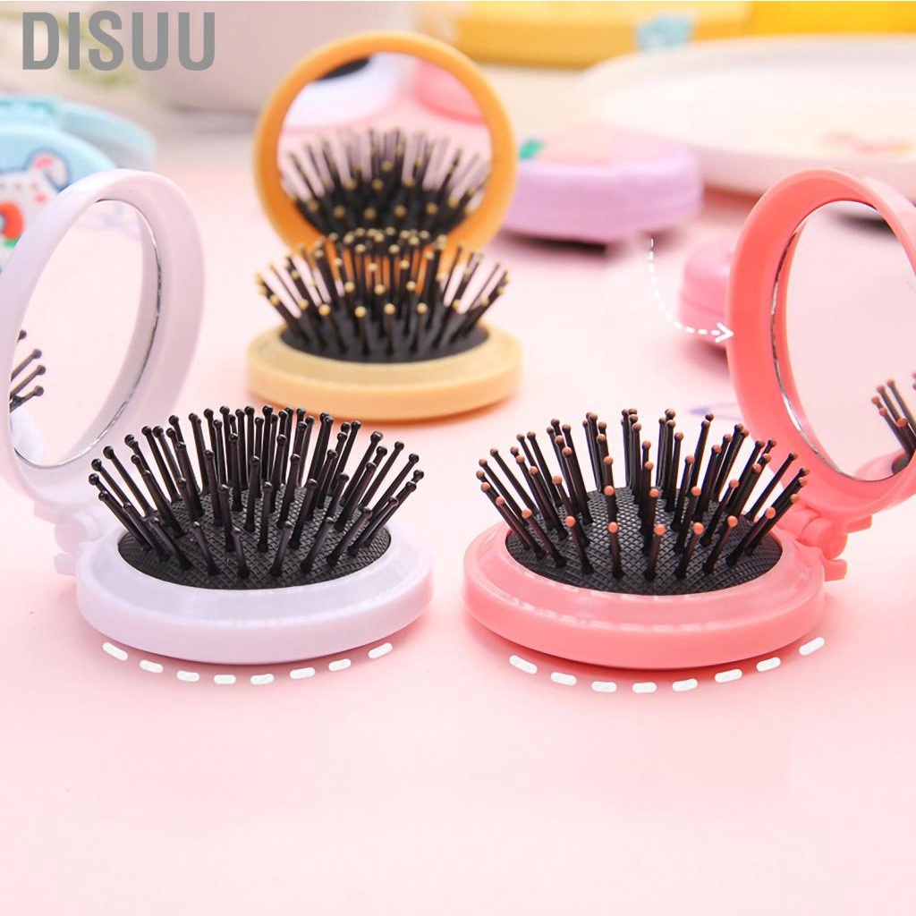 disuu-portable-makeup-mirror-with-folding-cushion-comb-cute-cartoon-small-hair-brush-for-travel-trip