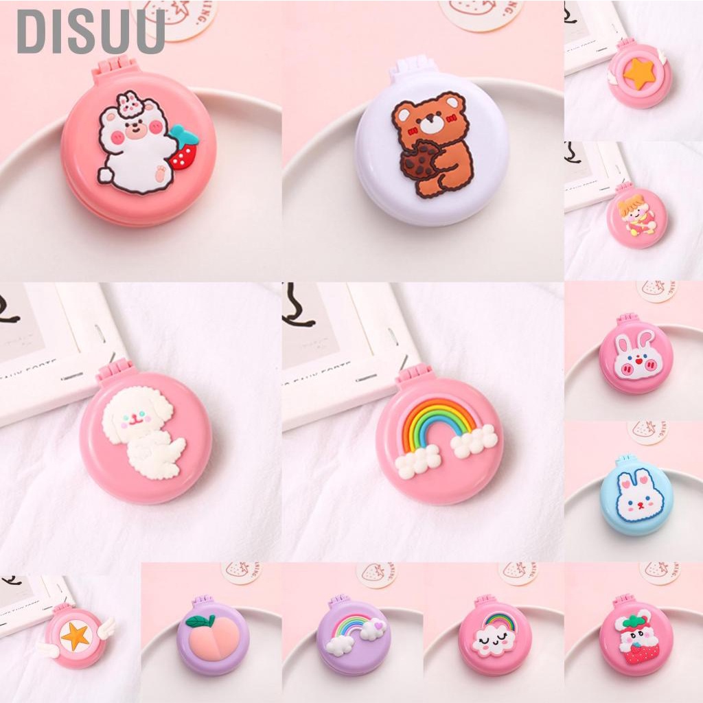 disuu-portable-makeup-mirror-with-folding-cushion-comb-cute-cartoon-small-hair-brush-for-travel-trip