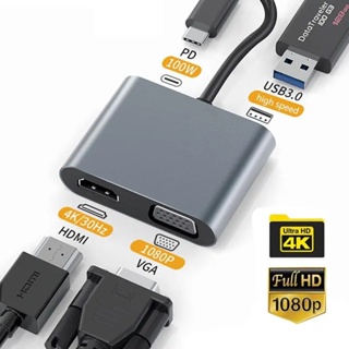 อะแดปเตอร์ฮับชาร์จ 4K Type C เป็น HDMI VGA USB C PD USB 3.0 สําหรับ Macbook Pro แล็ปท็อป