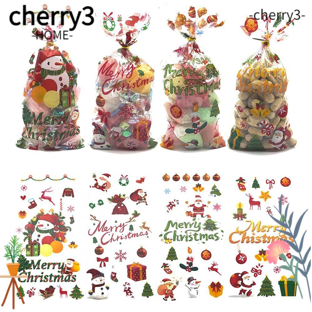 cherry3-ถุงพลาสติกใส่ขนม-คุกกี้-ลาย-happy-merry-christmas-สําหรับปาร์ตี้คริสต์มาส-50-ชิ้น