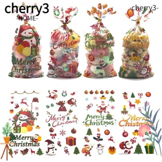 Cherry3 ถุงพลาสติกใส่ขนม คุกกี้ ลาย Happy Merry Christmas สําหรับปาร์ตี้คริสต์มาส 50 ชิ้น