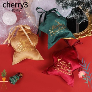 Cherry3 ถุงขนม ผ้ากํามะหยี่ แบบพกพา สําหรับตกแต่งต้นคริสต์มาส