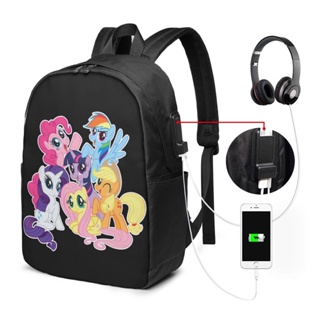My Little Pony กระเป๋าเป้สะพายหลัง ใส่แล็ปท็อป พิมพ์ลาย 17 นิ้ว USB สําหรับทุกเพศ