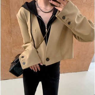 เสื้อเบลเซอร์ มีฮู้ด สไตล์กระโหลก แฟชั่นฤดูใบไม้ผลิ สําหรับผู้หญิง