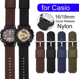 สายนาฬิกาข้อมือไนล่อน ผ้าแคนวาส ปลดเร็ว สําหรับ Casio GM110 GM2100 GA900 AQ-S810 GA-2100 Band 16 มม. 18 มม.