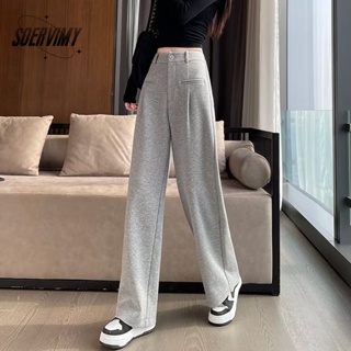 SOERVIMY  กางเกงขายาว กางเกงเอวสูง สไตล์เกาหลี แฟชั่น 2023 NEW  Korean Style สวยงาม fashion High quality A93L4FL 36Z230909