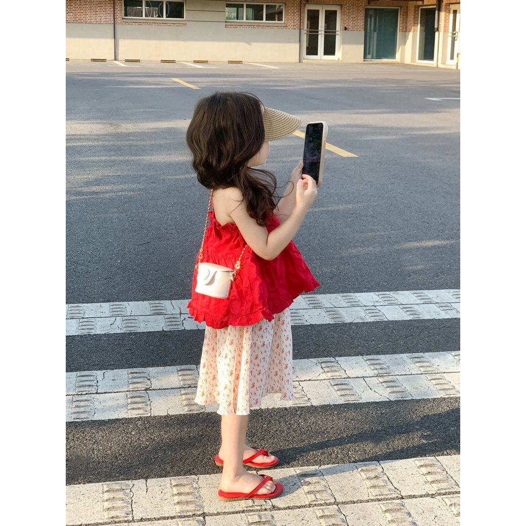korean-style-childrens-wear-girls-red-camisole-suit-summer-2023-new-broken-pleated-overskirt-two-piece-set-lqsx