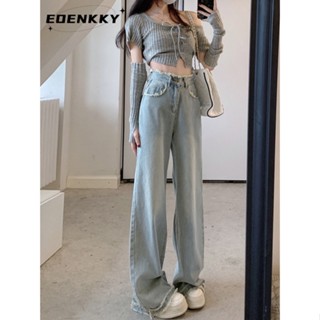 EOENKKY  กางเกงขายาว กางเกงยีสน์ผู้หญิง ทรงหลวม ๆ ตรง Retro Hip Hop Pants 2023 NEW Style  สวยงาม ins fashion Trendy A97L01K 36Z230909