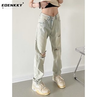 EOENKKY กางเกงขายาว กางเกงยีสน์ผู้หญิง ทรงหลวม ๆ ตรง Retro Hip Hop Pants 2023 NEW Style A97L0W6 34Z230823