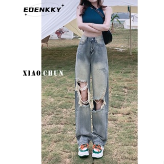 EOENKKY  กางเกงขายาว กางเกงยีสน์ผู้หญิง ทรงหลวม ๆ ตรง Retro Hip Hop Pants 2023 NEW Style  ทันสมัย สไตล์เกาหลี รุ่นใหม่ ทันสมัย A97L2XZ 36Z230909