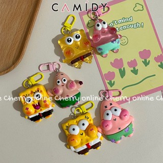 Camidy Luminous SpongeBob SquarePants พวงกุญแจพายดาวใหญ่แฟนจี้กระเป๋าจี้การ์ตูนน่ารักสาวหวานของขวัญ