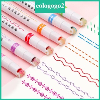 Cologogo2 ปากกามาร์กเกอร์ หัวโค้ง หลากสี 6 สี สําหรับสมุดภาพ DIY