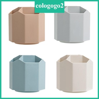 Cologogo2 พลาสติก ABS 360° กล่องใส่ปากกา หมุนได้ 5 ช่อง สําหรับบ้าน สํานักงาน