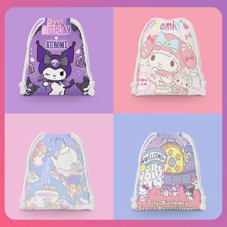 Creative Sanrio Drawstring Bag Kawaii Anime Kuromi Cinnamoroll Small Cloth Storage Bag Sundries Storage Bag กระเป๋าเครื่องสำอางแบบพกพาของตกแต่งบ้าน [COD]