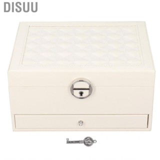 Disuu Jewelry Box Double Layer Embedded Mirror Storage Case W/Lock Drawer US